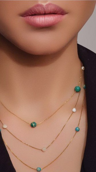 گردنبند سنگ فیروزه آفریقایی