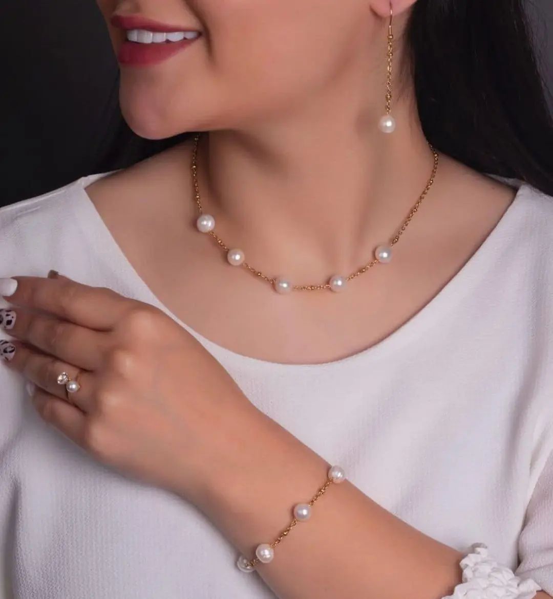 گوشواره گردنبند دستبند مرواریدشل