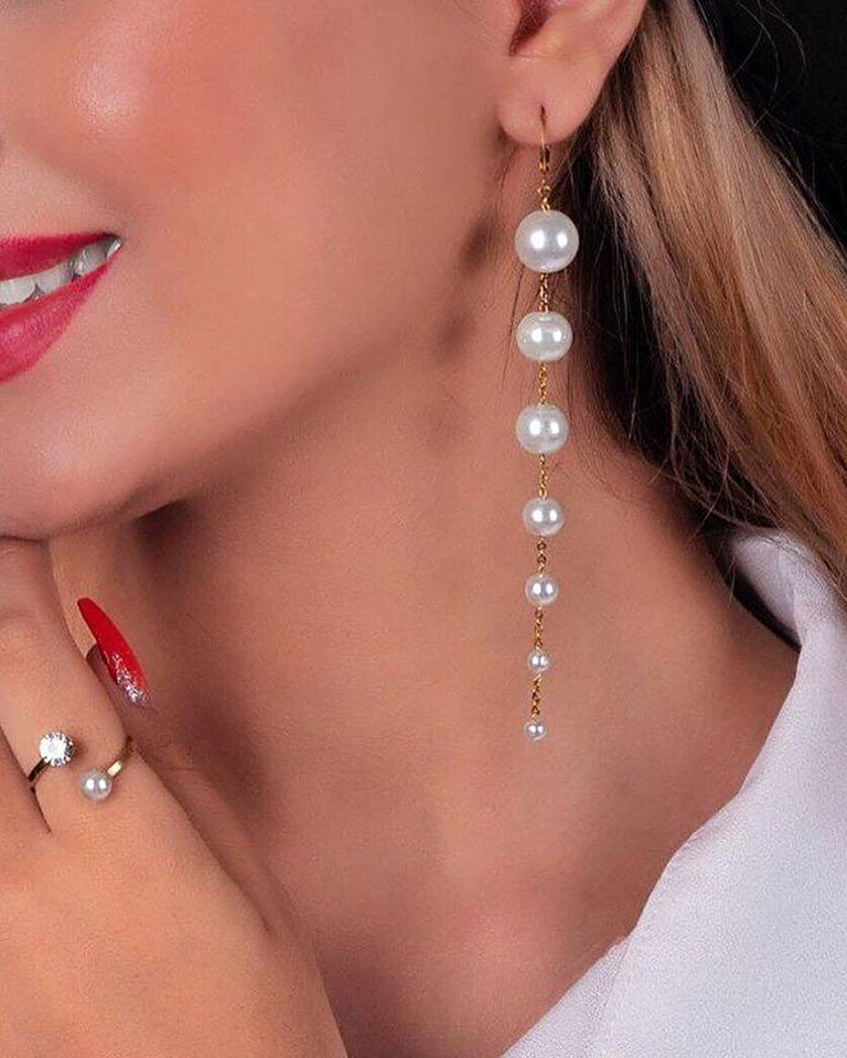گوشواره آویز مروارید سنگی