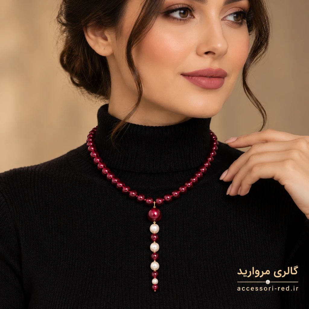 گردنبند سنگ جید قرمز